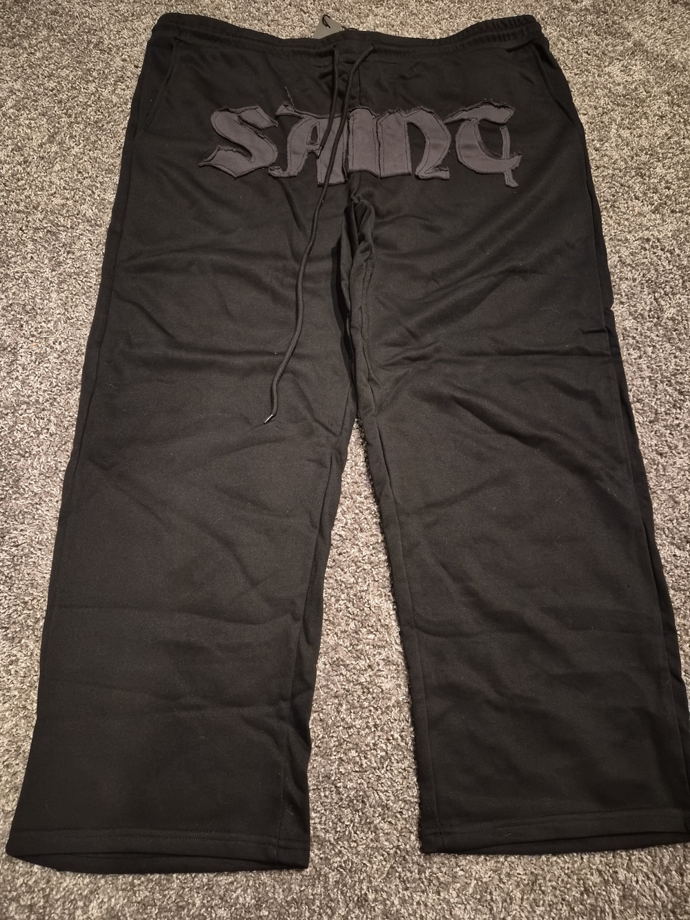 Men Black Sweatpants with Gothic Logo